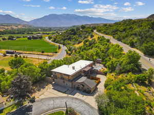 View of subject property featuring mountains