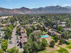 Bird's eye view of a mountain backdrop