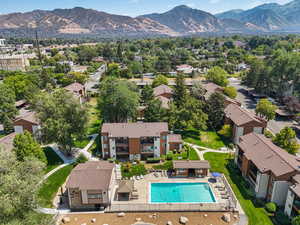 Aerial view of a mountain backdrop