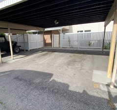 View of covered parking lot