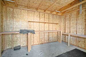 Shelves in storage shed.