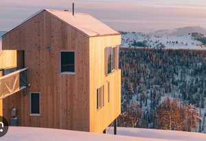 View of outbuilding featuring a mountain view