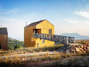 View of outdoor structure featuring a mountain view
