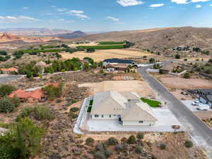 Drone / aerial view of a mountain backdrop