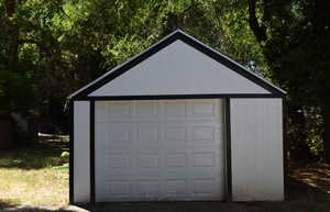 View of detached garage