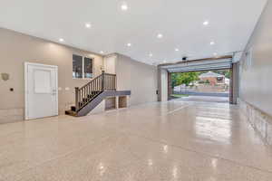 Garage featuring recessed lighting