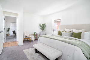 Bedroom featuring carpet