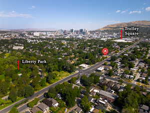 View of property location featuring a mountain backdrop and nearby urban area