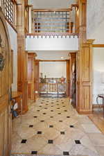 Entryway with a high ceiling