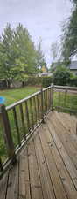 Deck with a fenced backyard
