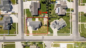 Aerial perspective of suburban area