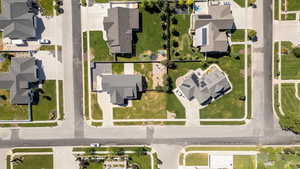 Aerial perspective of suburban area