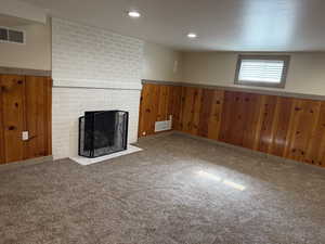 Bedroom 4 with white brick gas log fireplace