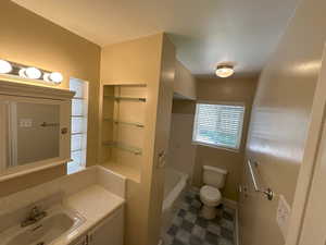 Full bathroom with vanity and mirror