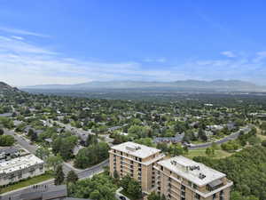 Drone / aerial view of a mountain backdrop