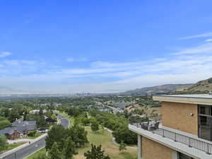 Bird's eye view of a mountainous background