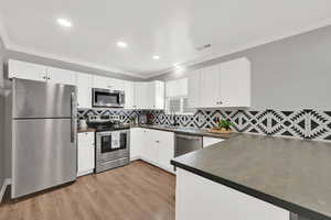 Kitchen with stainless steel appliances