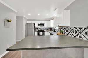Kitchen with stainless steel appliances