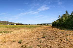 View of yard featuring a view of rural / pastoral area and a mountain view