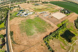 Aerial overview of property's location featuring rural landscape