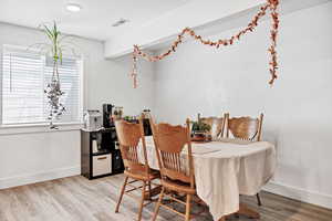 Dining room featuring light wood-style flooring