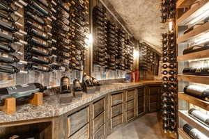 Wine room with concrete floors