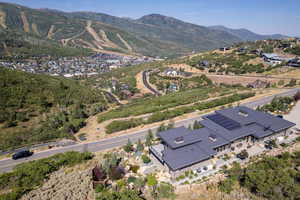 Bird's eye view of a mountain backdrop