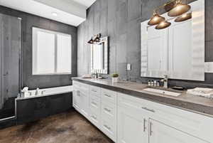 Full bathroom featuring a bath and a stall shower