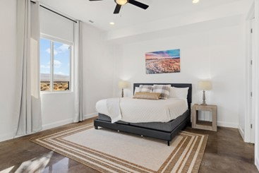 Bedroom featuring recessed lighting and ceiling fan
