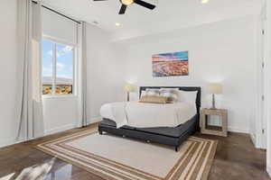 Bedroom featuring recessed lighting and ceiling fan