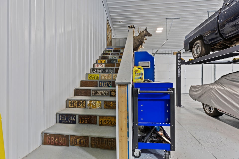 Stairs with metal wall