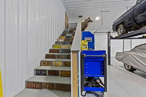 Stairs with metal wall