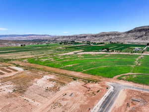 Aerial view of a mountain backdrop