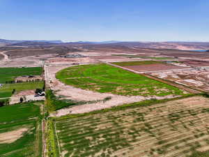 Overview of rural landscape featuring mountains