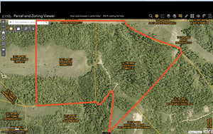 Aerial view of property's location with property boundaries highlighted