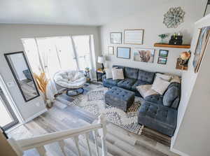 Living room with wood finished floors