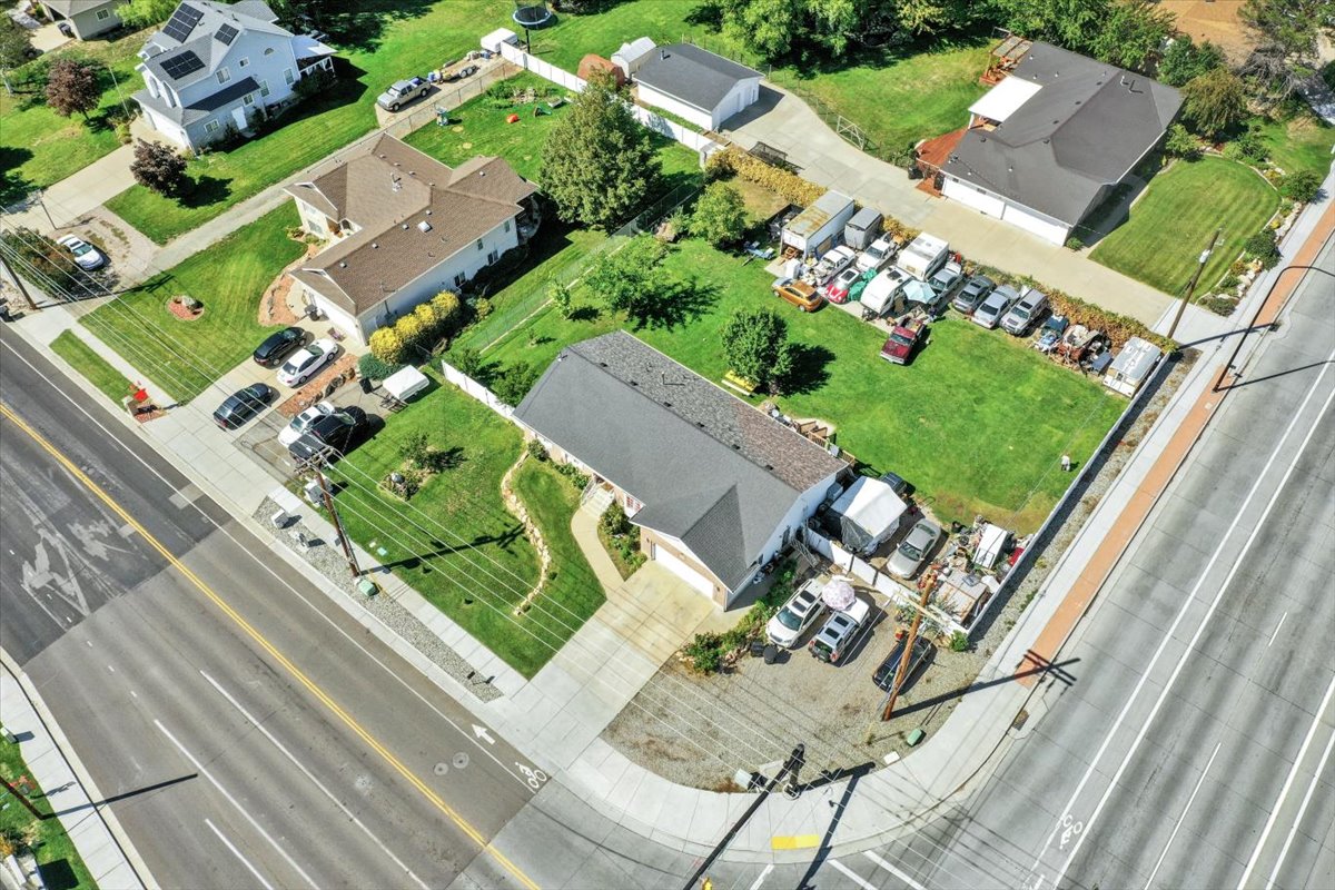 Aerial perspective of suburban area