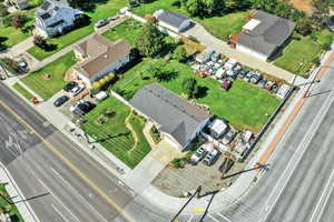 Aerial perspective of suburban area