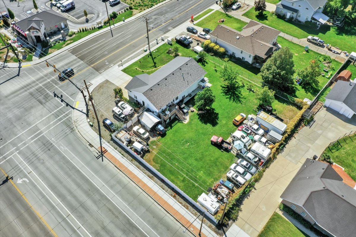 Aerial perspective of suburban area