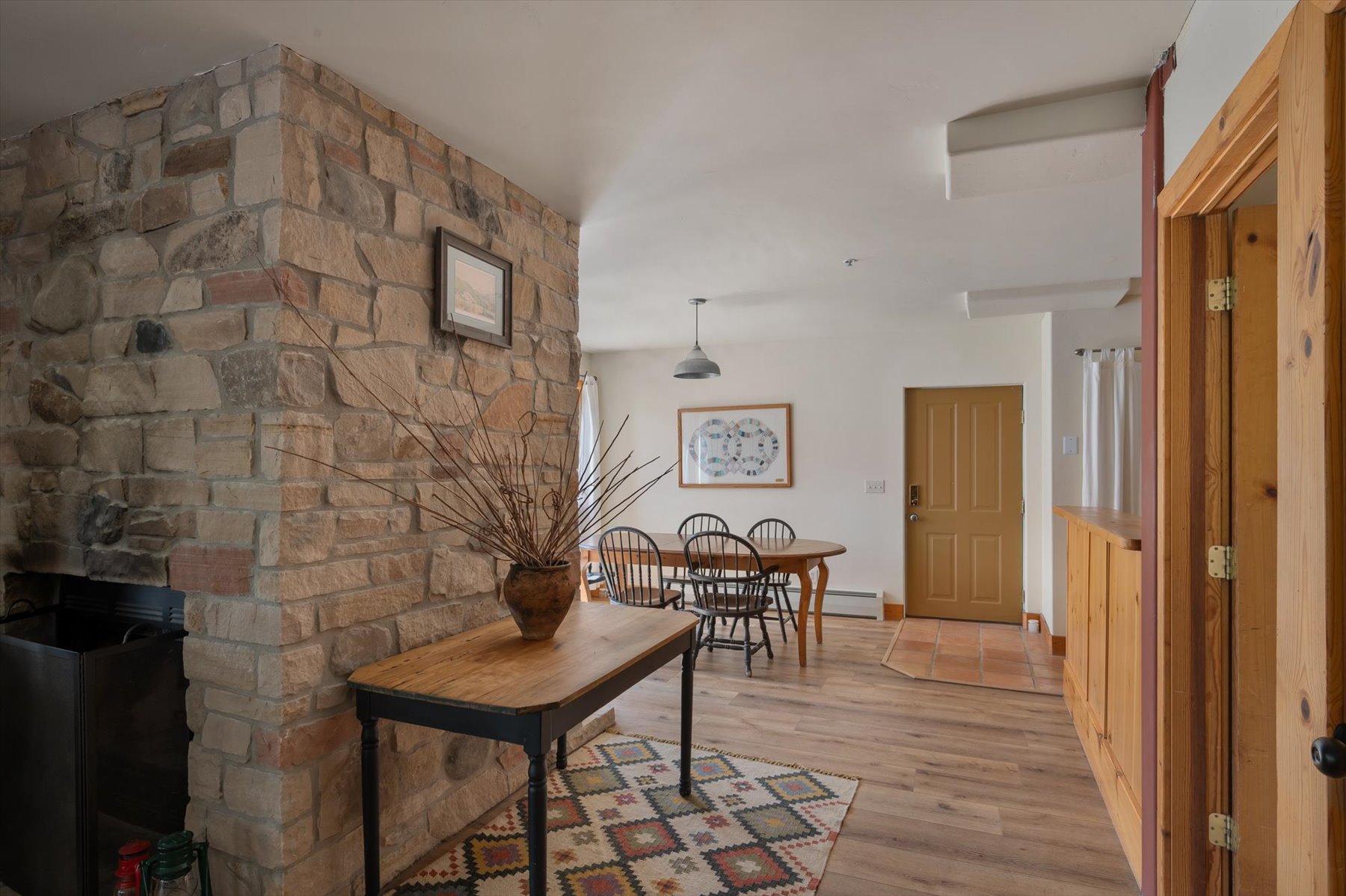 This is the lower level landing looking towards the lower level dining room and kitchen