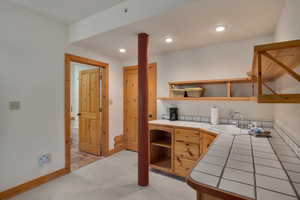 Kitchen like area in the apartment. The apartment has its own exterior access