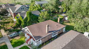 Aerial perspective of suburban area