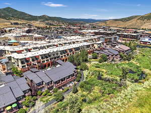 Aerial view of a mountain backdrop
