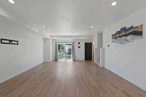 Unfurnished room featuring recessed lighting and light wood finished floors