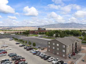 Aerial view of a mountainous background
