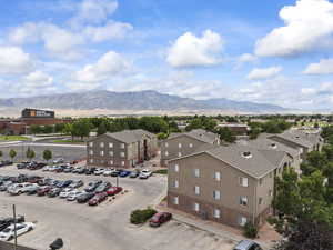 Aerial view of a mountainous background