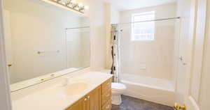 Full bath with shower / bath combo and vanity