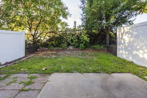 View of fenced backyard