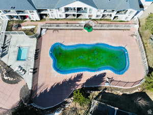 Drone / aerial view of a pool