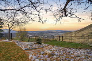View of yard with a mountain view
